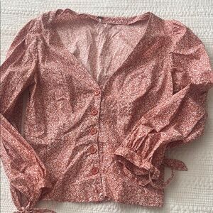 Free People Cotton Floral Button-Up Blouse